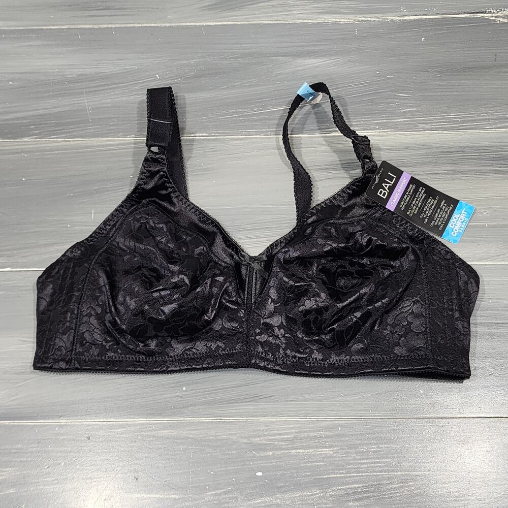 Bali Wireless Bra 40C Double Support Style 3372‎ Black Jacquard